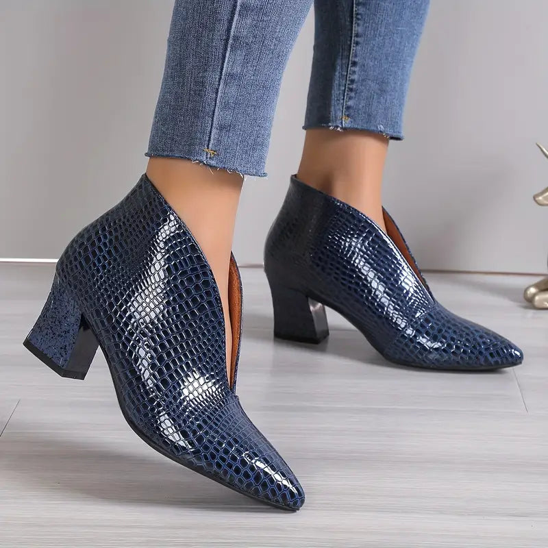 Fashionable Snake Skin Ankle Boots for Women
