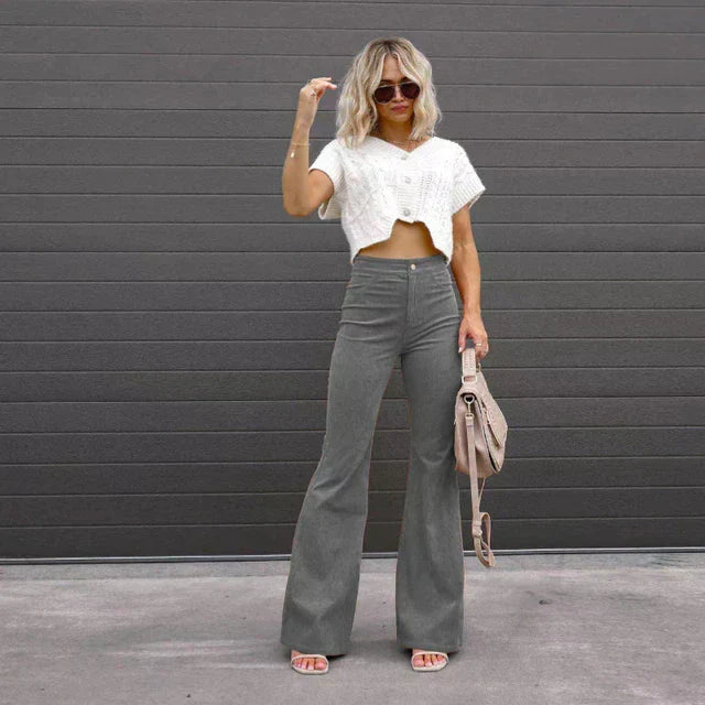 Women's High-Waisted Flared Pants Elegant Fit
