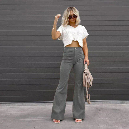 Women's High-Waisted Flared Pants Elegant Fit