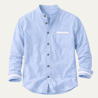 Men's Business Button Up Shirt Standing Collar White - VibreMode