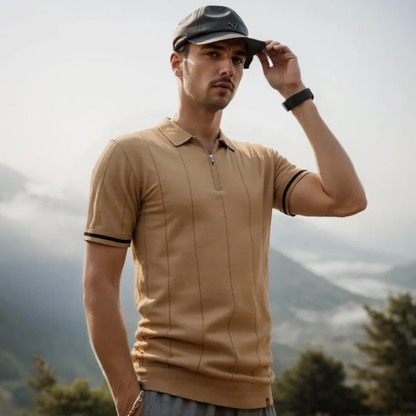 San Marino Men's Slim Fit Polo Zip Up Shirt