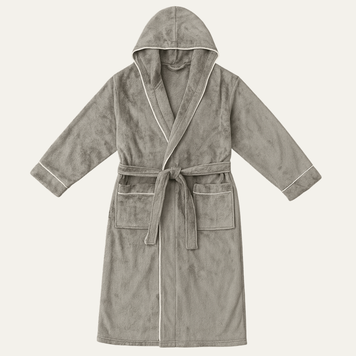 Men's Hooded Long Bathrobe Cotton With Belt - VibreMode