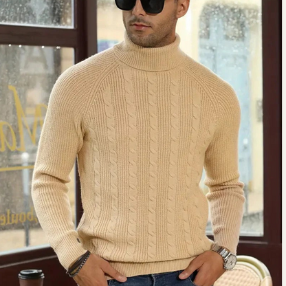 Men's Classic Cable Knit Turtleneck Sweater