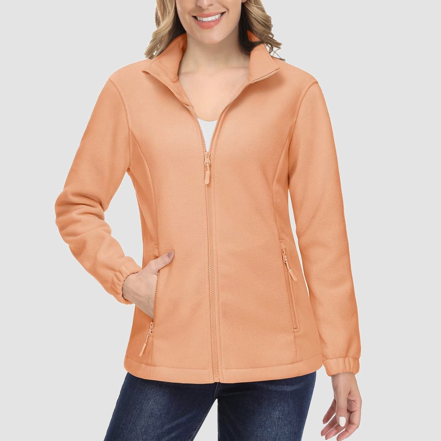 Women's Fleece Zip-Up Jacket Soft Warm Coat
