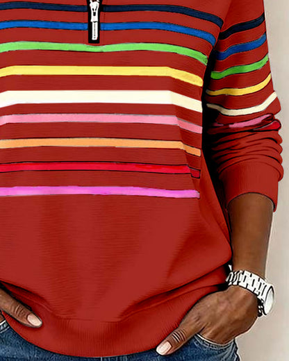 Women's Crew Neck Sweatshirt Ribbed Hem