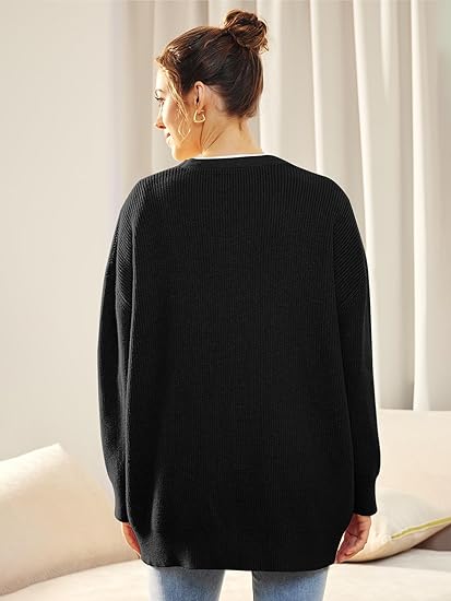 Women's Oversized V-Neck Cardigan Button Closure
