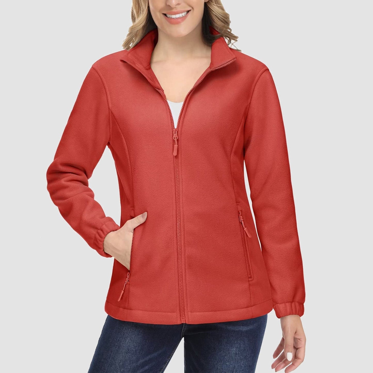 Women's Fleece Zip-Up Jacket Soft Warm Coat
