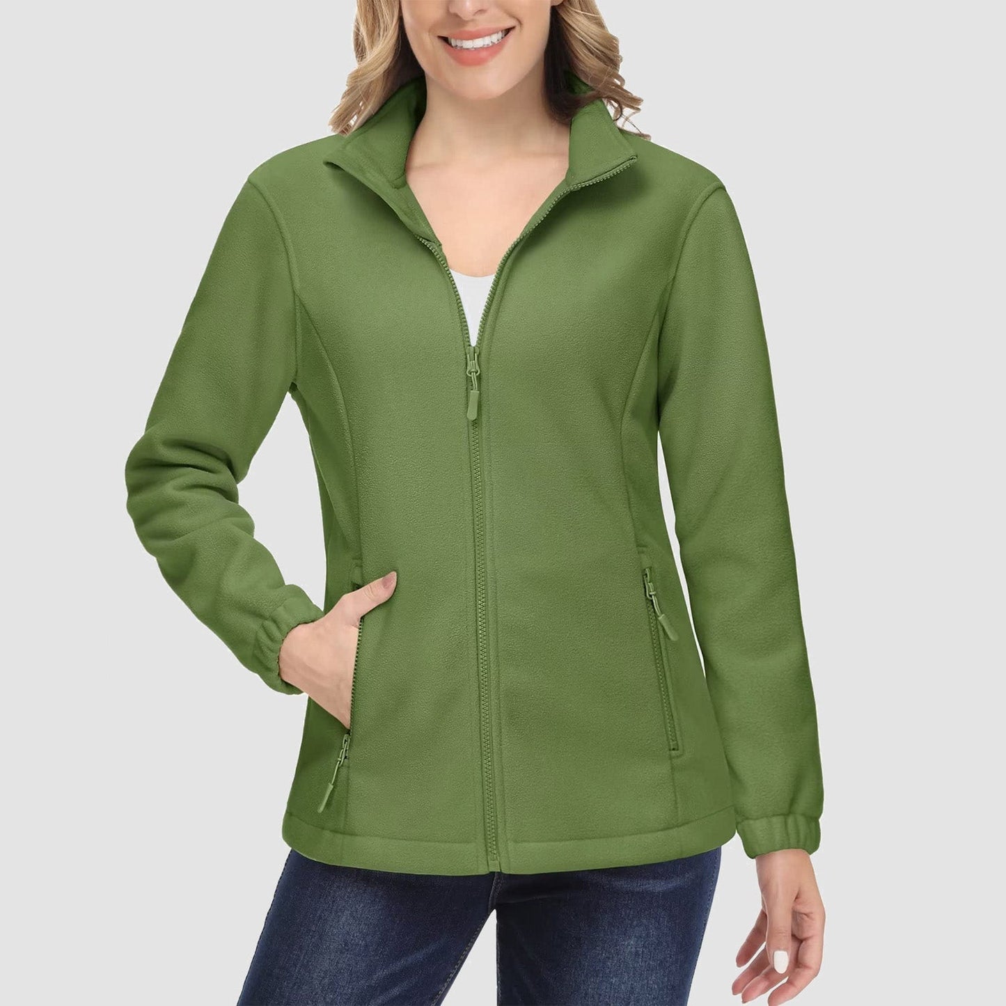 Women's Fleece Zip-Up Jacket Soft Warm Coat