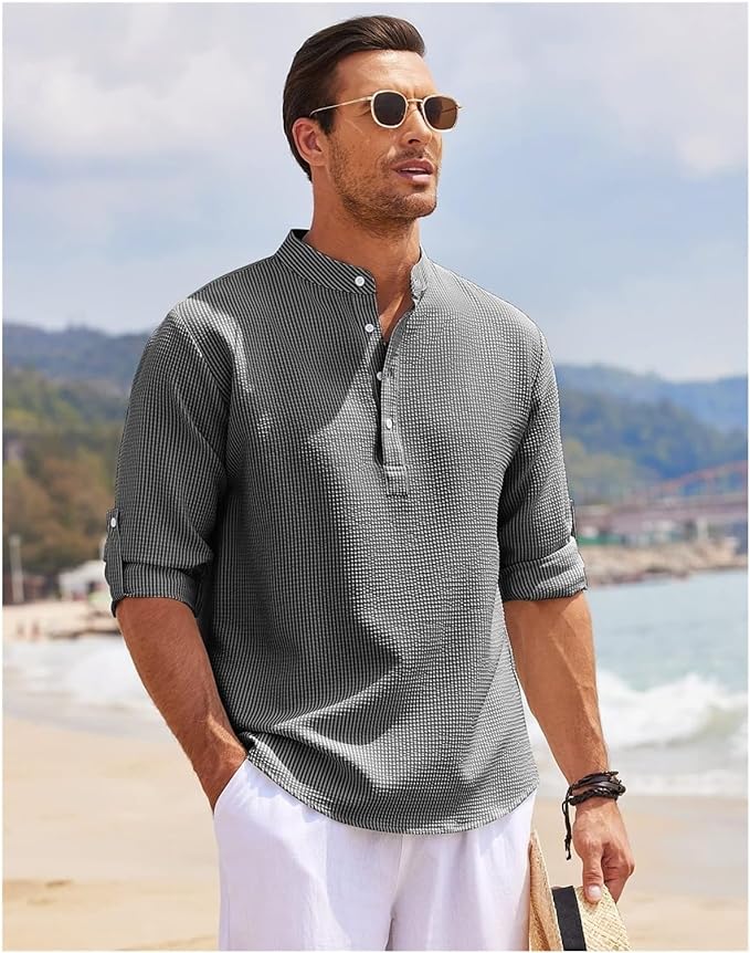 Men's Casual Cotton Shirt Relaxed Fit Lightweight - VibreMode