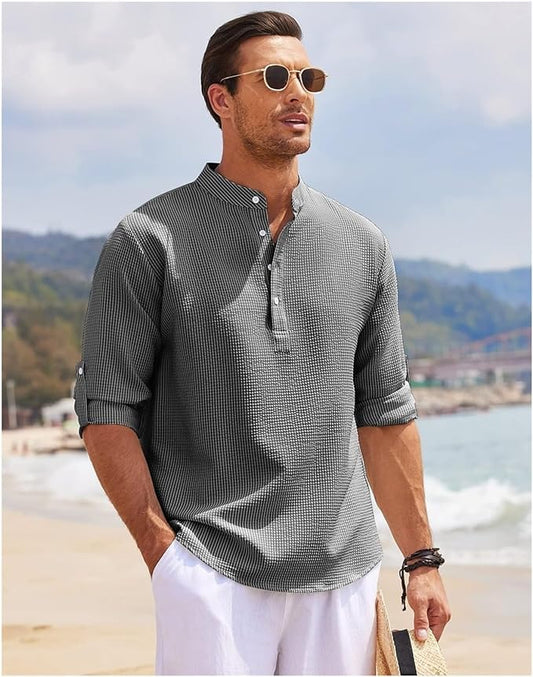 Men's Casual Cotton Shirt Relaxed Fit Lightweight - VibreMode