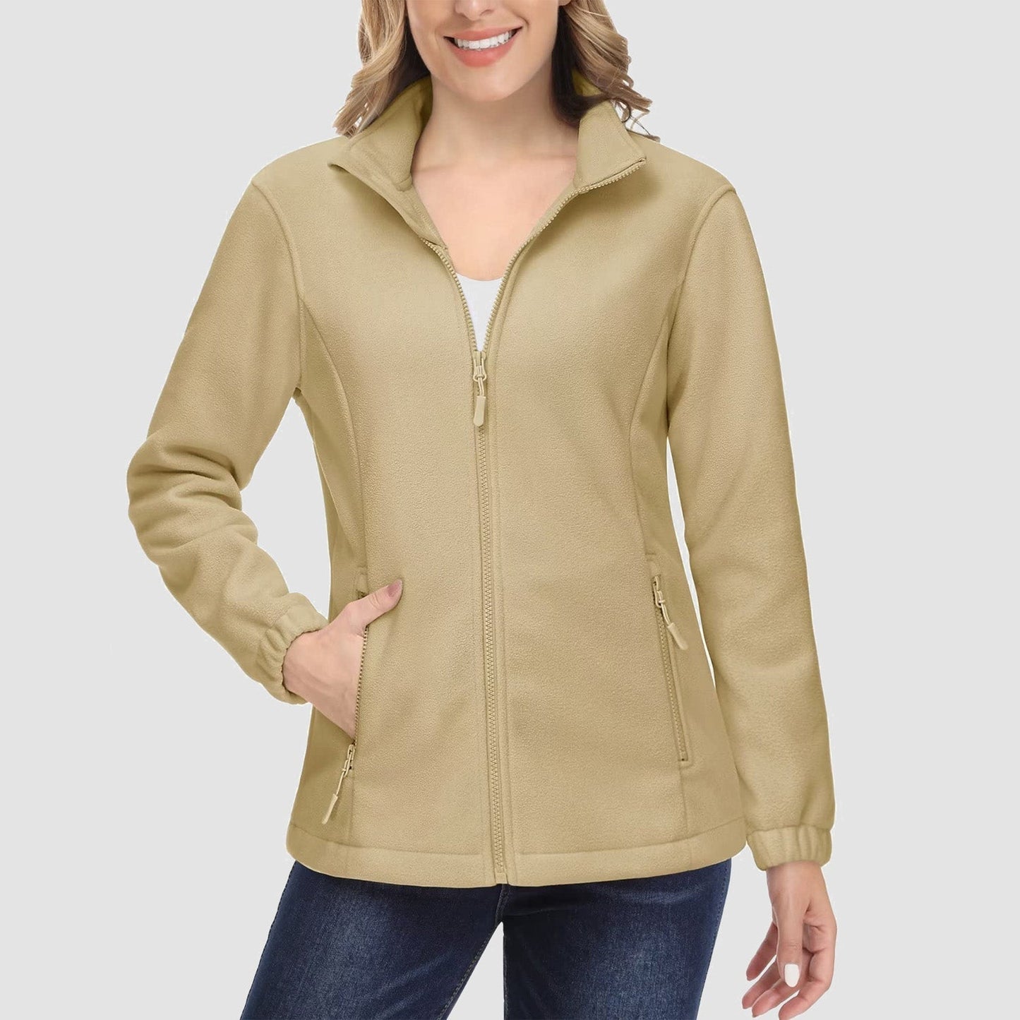 Women's Fleece Zip-Up Jacket Soft Warm Coat