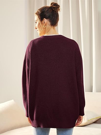 Women's Oversized V-Neck Cardigan Button Closure