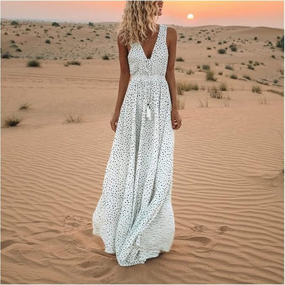 Womens Floral Loose Fit Floor Length Maxi Dress