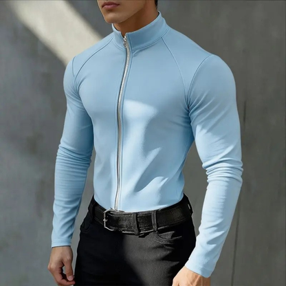 Men's Slim Fit Turtleneck Zip Up Shirt