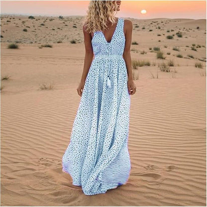 Womens Floral Loose Fit Floor Length Maxi Dress