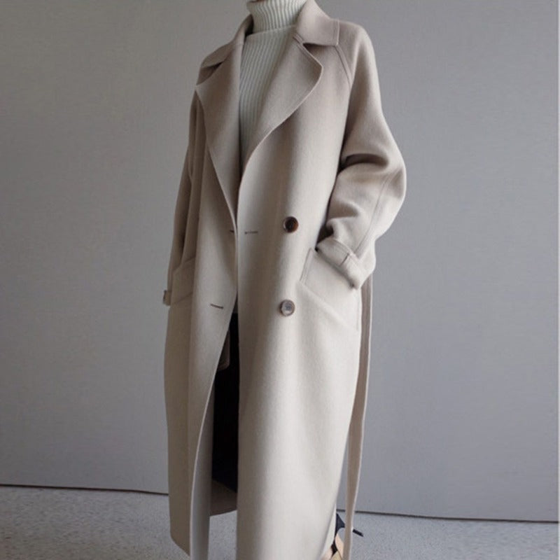 Women's Long Trench Coat Luxurious Fabric