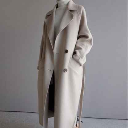 Women's Long Trench Coat Luxurious Fabric