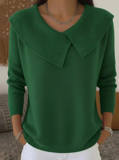 Women's Ribbed Sweater Soft Collar