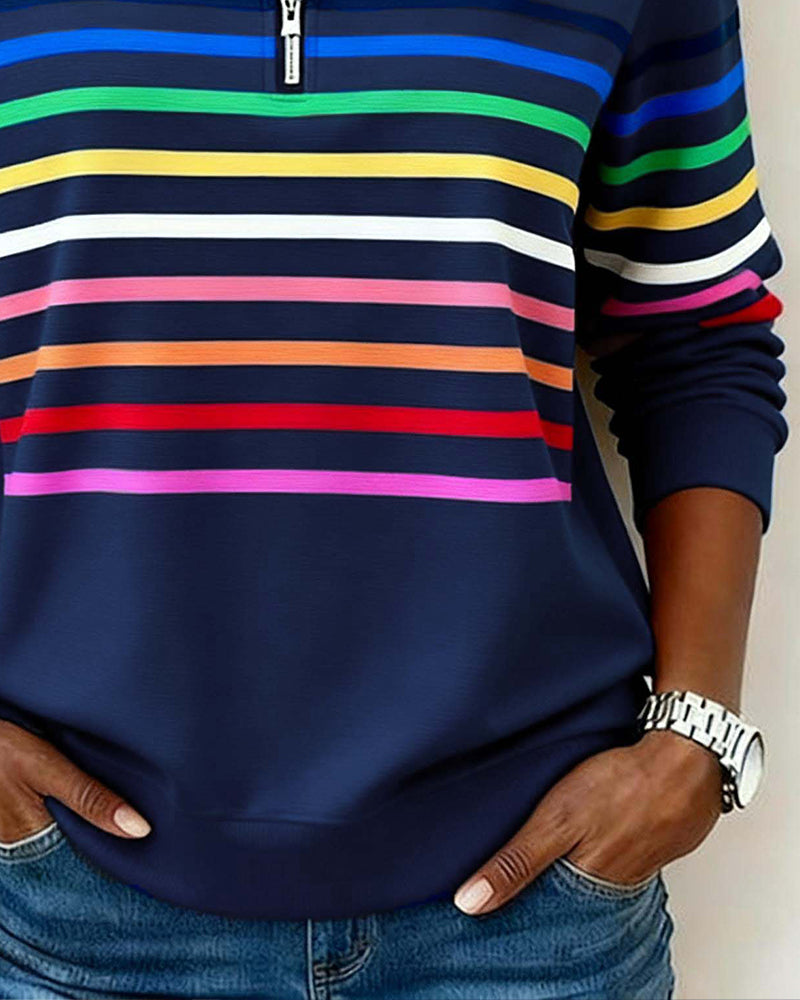 Women's Crew Neck Sweatshirt Ribbed Hem