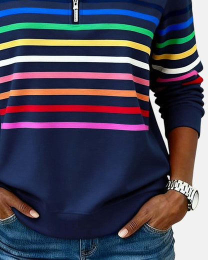 Rainbow Striped Zip Sweatshirt