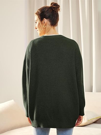 Women's Oversized V-Neck Cardigan Button Closure