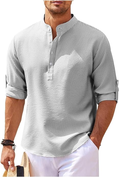 Men's Casual Cotton Shirt Relaxed Fit Lightweight