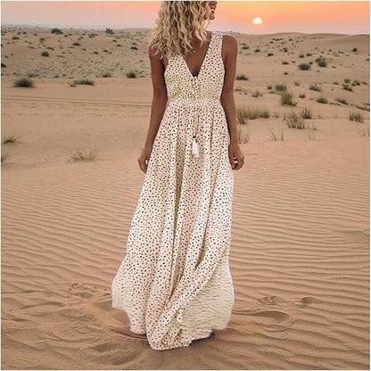 Womens Floral Loose Fit Floor Length Maxi Dress - VibreMode