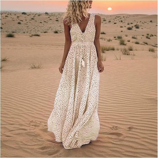 Womens Floral Loose Fit Floor Length Maxi Dress - VibreMode
