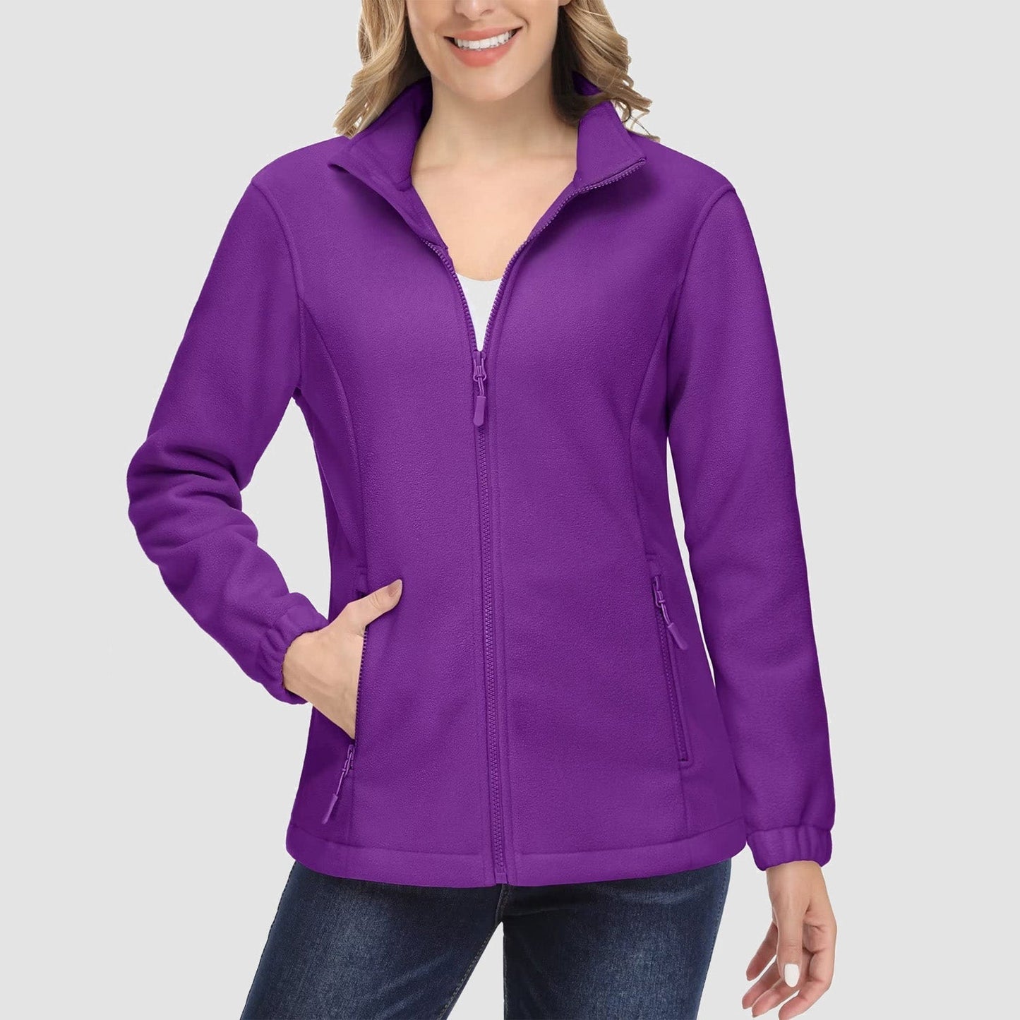 Women's Fleece Zip-Up Jacket Soft Warm Coat