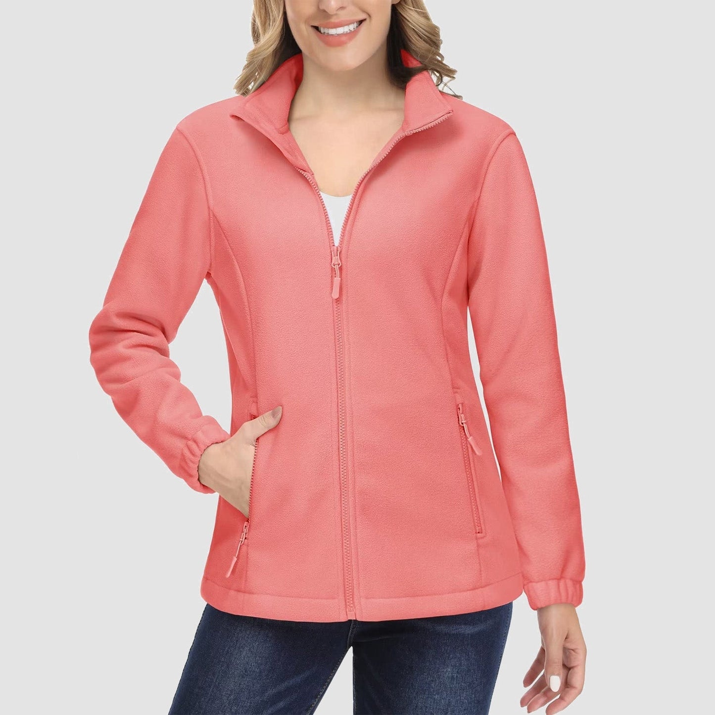 Women's Fleece Zip-Up Jacket Soft Warm Coat