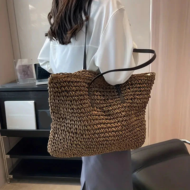 Alessia Women's Straw Beach Tote Bag Natural