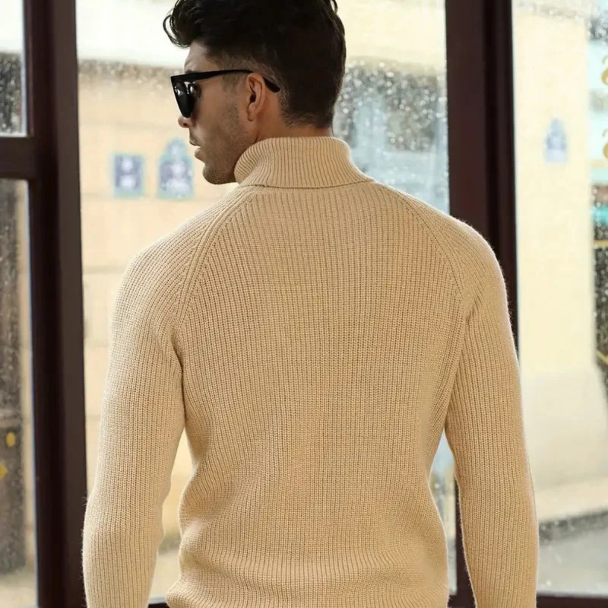 Men's Classic Cable Knit Turtleneck Sweater
