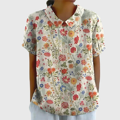 Pretty Floral Short Sleeve Women's Blouse