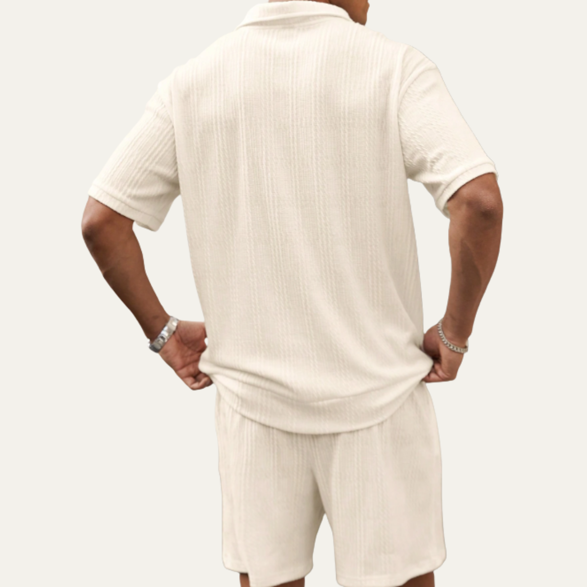 Men's Polo Shirt And Shorts Set Solid Color Casual