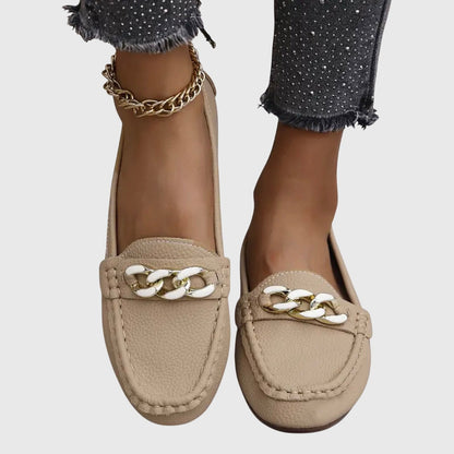 Comfortable Women's Slip On Loafers with Metallic Accent