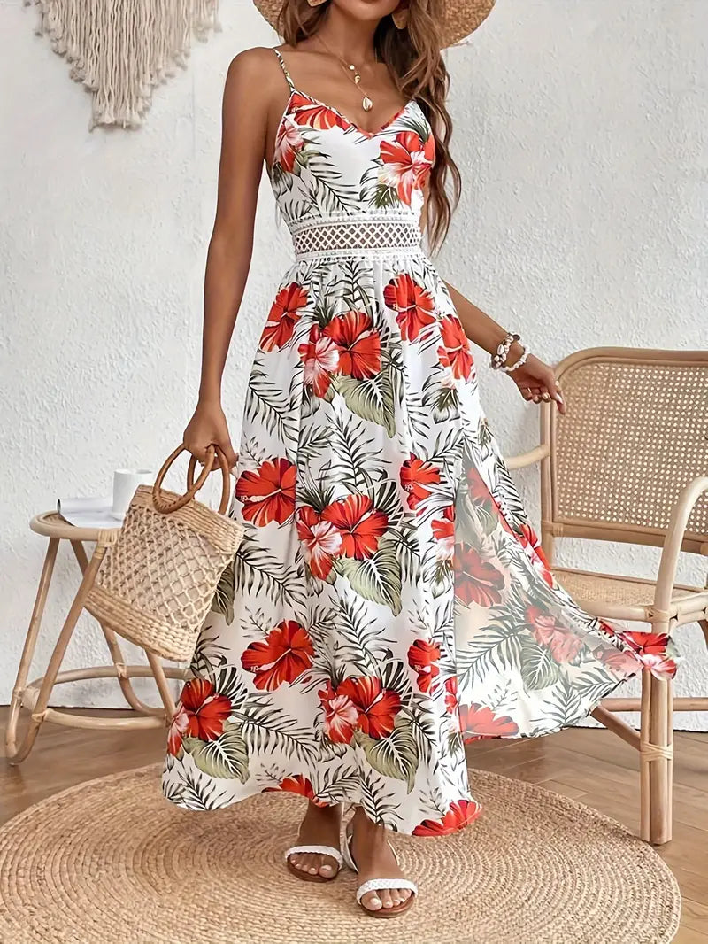Beautiful Floral Midi Dress for Women Summer Guest