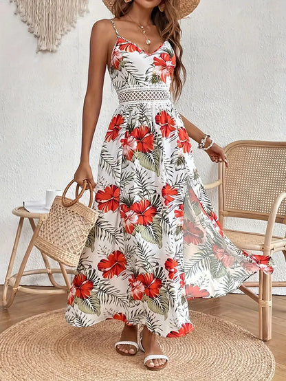 Beautiful Floral Midi Dress for Women Summer Guest