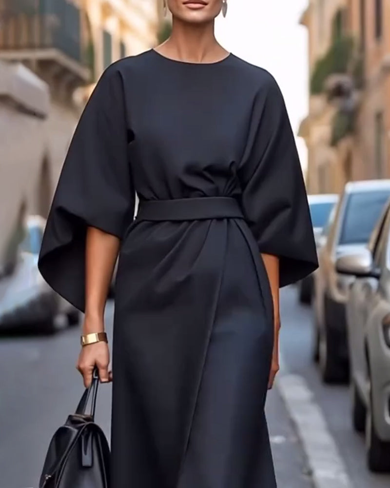 Elegant Ladies Floral Midi Wrap Dress