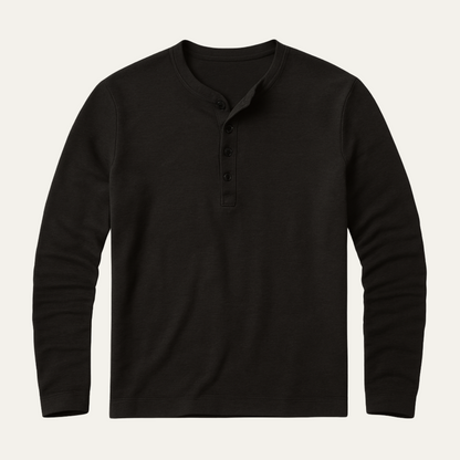 Men's Long Sleeve Henley Shirt Cotton Modern Fit