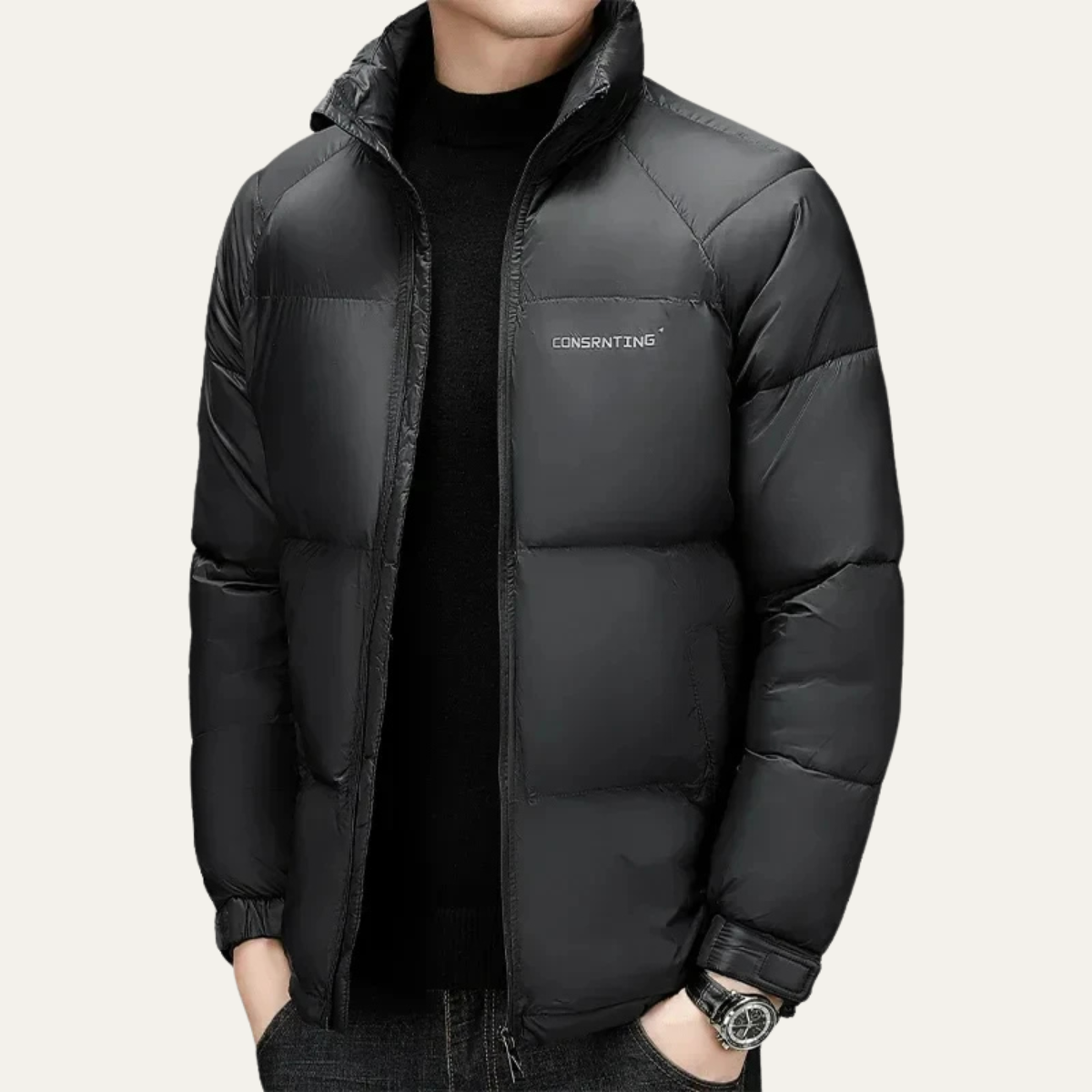 Men's Black Lightweight Puffer Jacket
