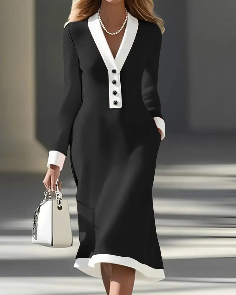 Elegant High Low Button Dress