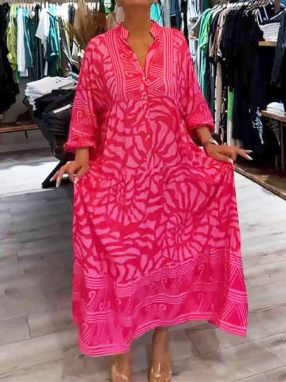 Floral Women's V Neck Slimming Fit Maxi Dress