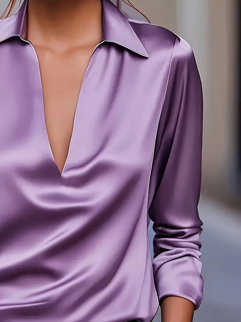 Luxury Soft V-Neck Satin Top