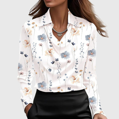 Floral Women's Crew Neck Long Sleeve Blouse