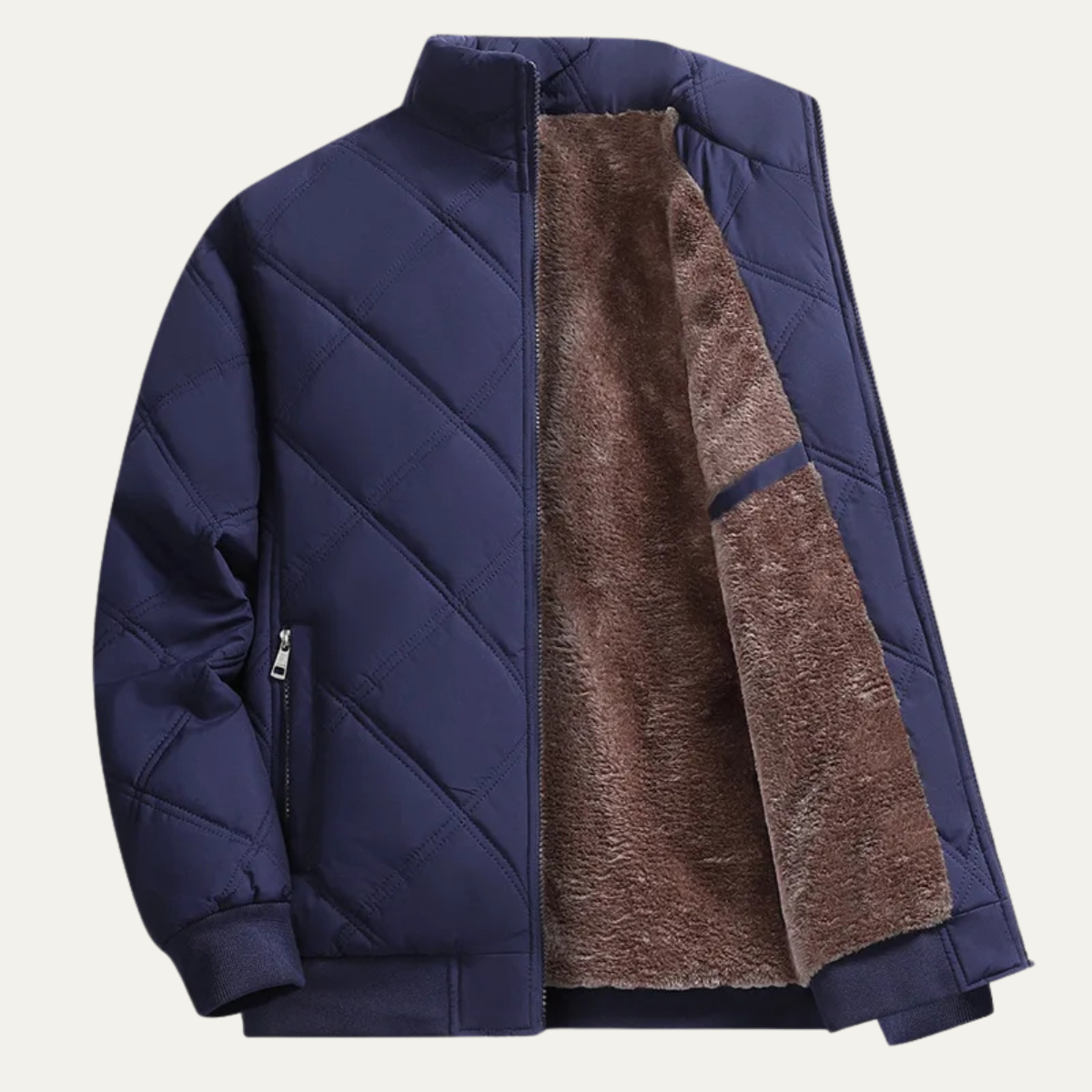 Men's Cotton Diamond Pattern Coat Warm Stand Collar