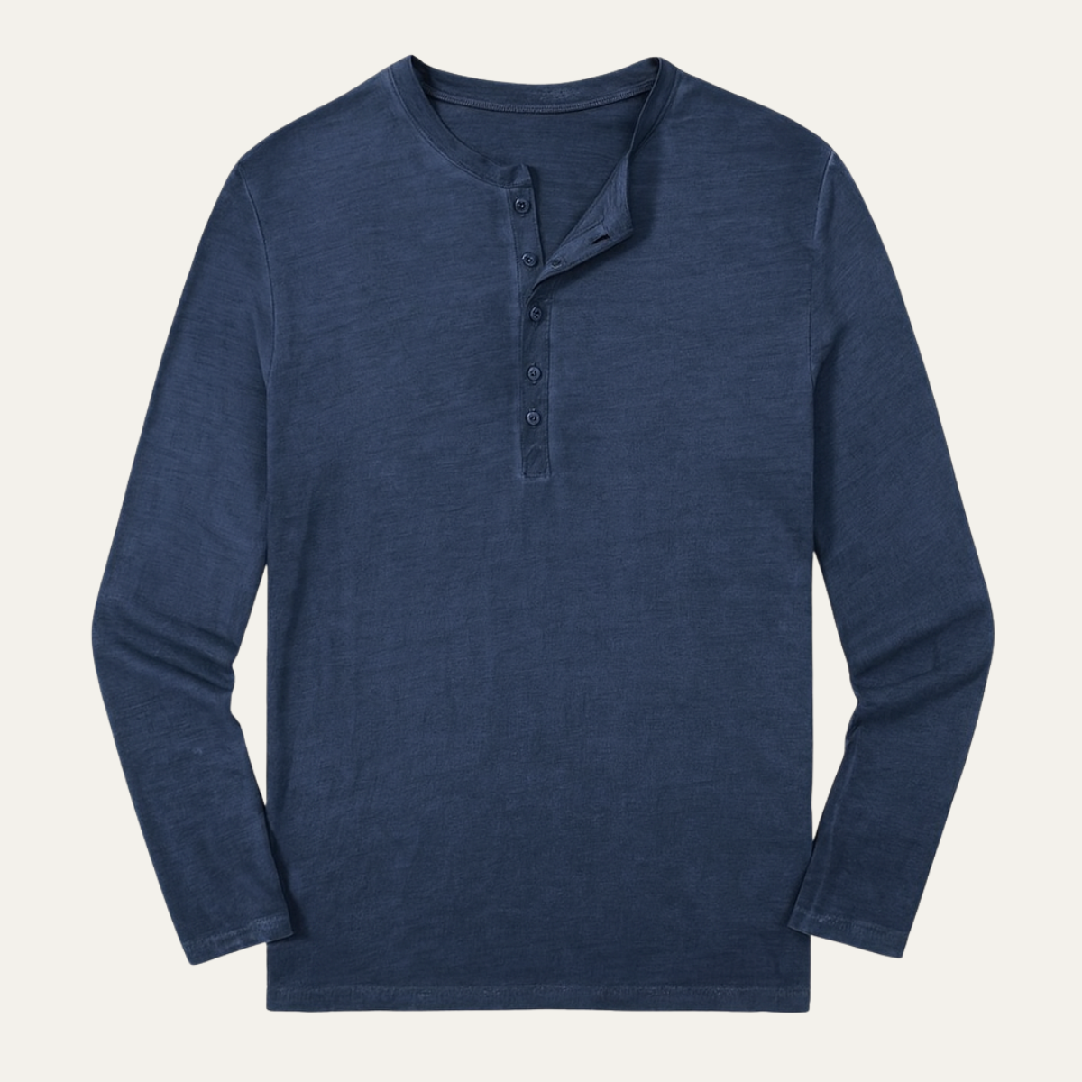 Men's Long Sleeve Henley Shirt Cotton Modern Fit - VibreMode