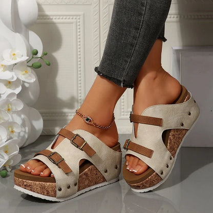 Comfortable Women's High Wedge Orthopedic Sandals - VibreMode