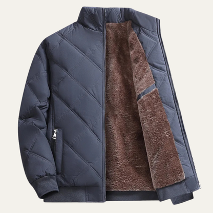 Men's Cotton Diamond Pattern Coat Warm Stand Collar