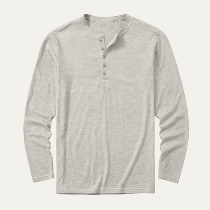 Men's Long Sleeve Henley Shirt Cotton Modern Fit