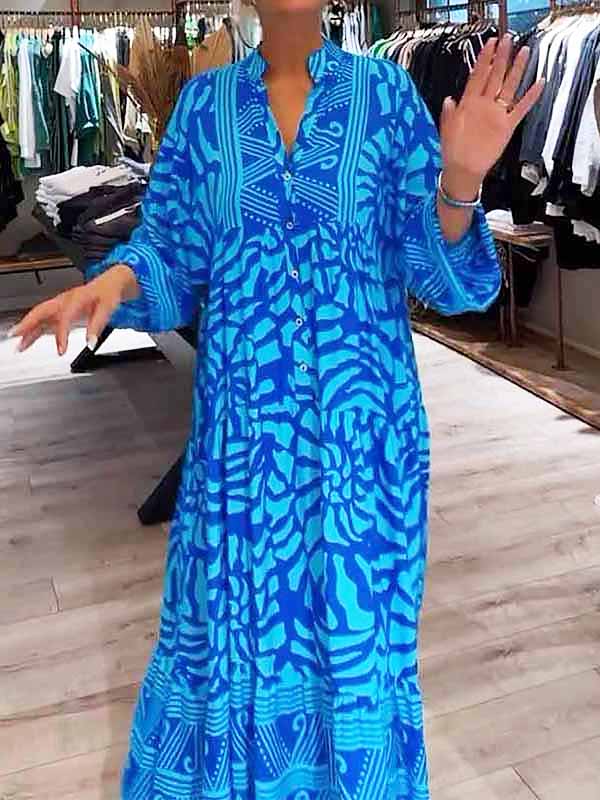 Floral Women's V Neck Slimming Fit Maxi Dress - VibreMode